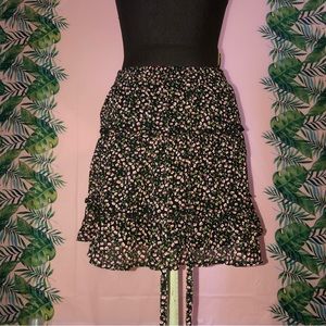 Sienna Sky Black Floral Lined Mini Skirt